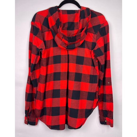 Columbia Women’s Plaid Flannel Hooded Button Down Shirt Size M - Picture 8 of 12